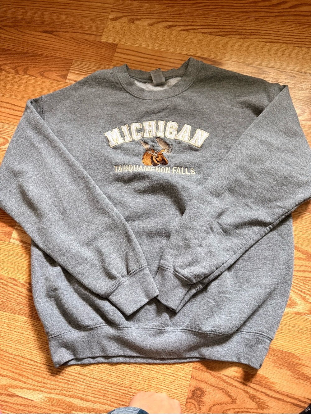 Michigan Grey Crewneck Sweatshirt - Tahquamenon Falls